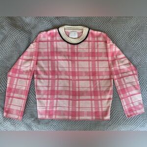 Molli pink plaid wool-cotton blend sweater, generous S